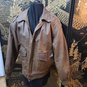Greg Bell Brown Leather Bomber Jacket